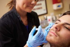 Man with Anti-wrinkle injection